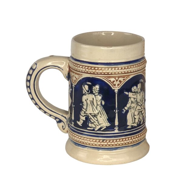 Vintage Miniature Beer Stein Blue White German Holland Port Mug w/ Handle - Picture 9 of 9